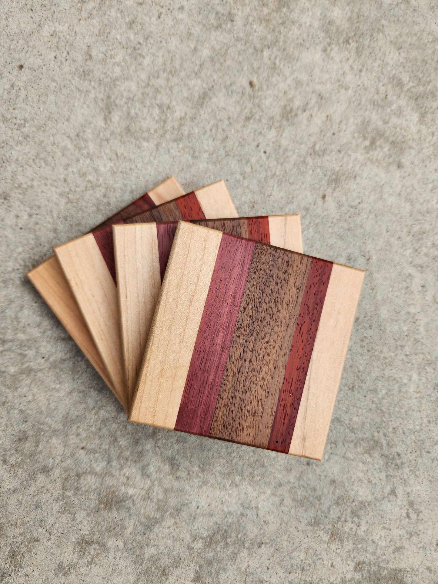 Wooden Coasters - Purpleheart - Padauk - Maple - Walnut
