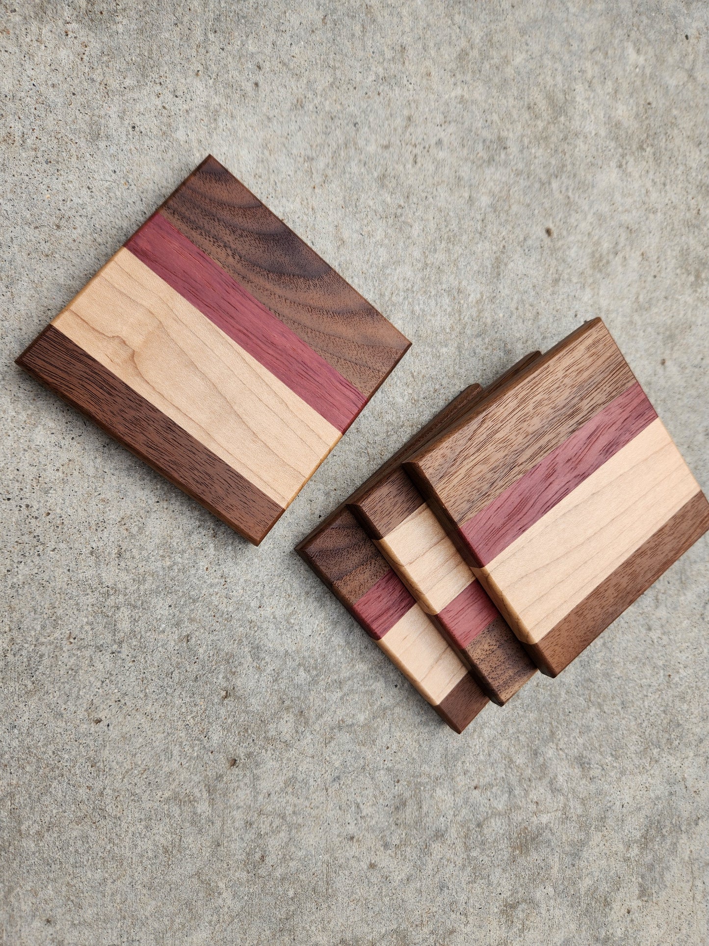 Wooden Coasters Purpleheart - Walnut - Maple