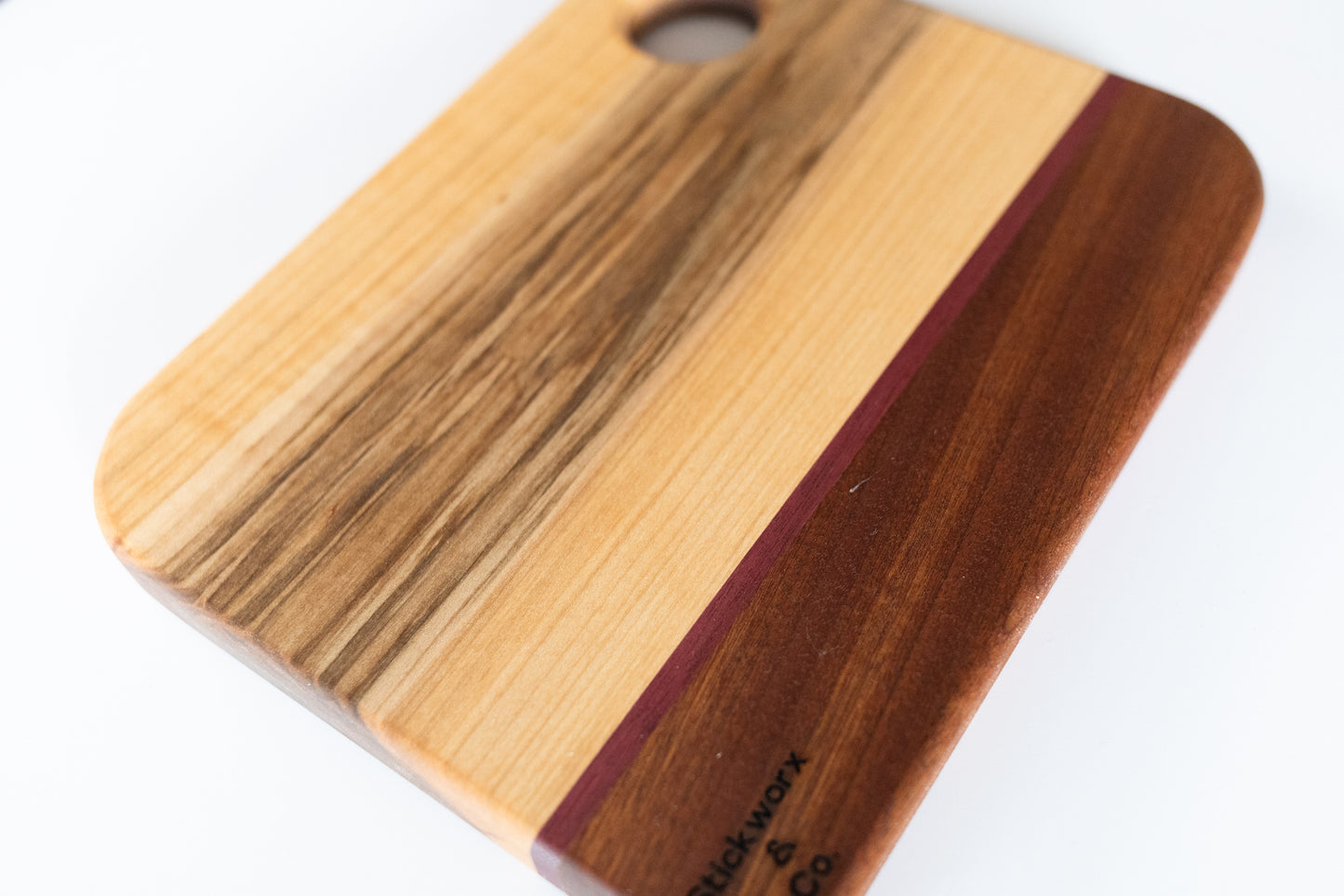 Cutting Board - Curly Maple - Purpleheart - Sapele