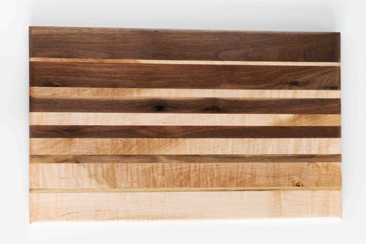 Cutting Board - Black Walnut & Curly Maple - Stripes Skinny